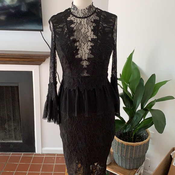 For Love And Lemons Dresses & Skirts - Bardot Black Lace Dress perfect for a wedding